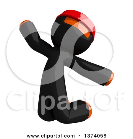 Clipart of an Orange Man Ninja Jumping, on a White Background - Royalty Free Illustration by Leo Blanchette