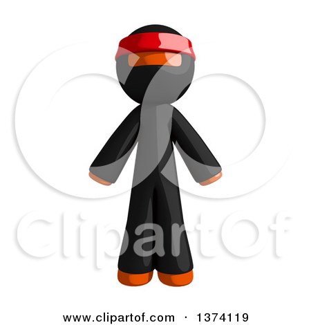 Clipart of an Orange Man Ninja, on a White Background - Royalty Free Illustration by Leo Blanchette