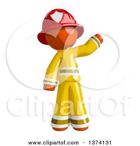 Clipart of an Orange Man Firefighter Waving, on a White Background - Royalty Free Illustration by Leo Blanchette