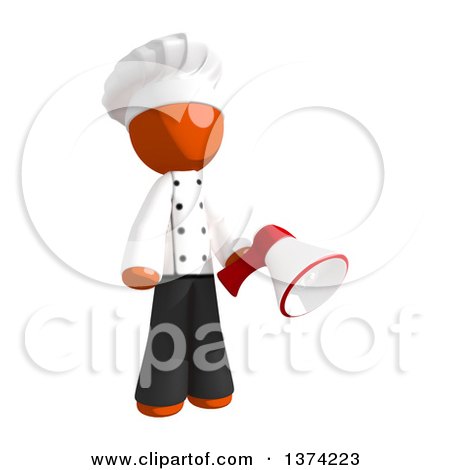 Clipart of an Orange Man Chef Holding a Megaphone, on a White Background - Royalty Free Illustration by Leo Blanchette