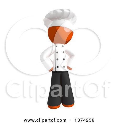 Clipart of an Orange Man Chef Standing with Hands on His Hips, on a White Background - Royalty Free Illustration by Leo Blanchette