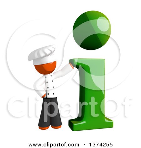 Clipart of an Orange Man Chef with an I Information Icon, on a White Background - Royalty Free Illustration by Leo Blanchette