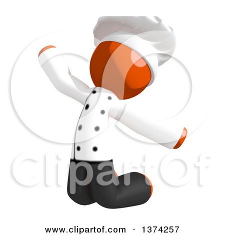 Clipart of an Orange Man Chef Jumping, on a White Background - Royalty Free Illustration by Leo Blanchette