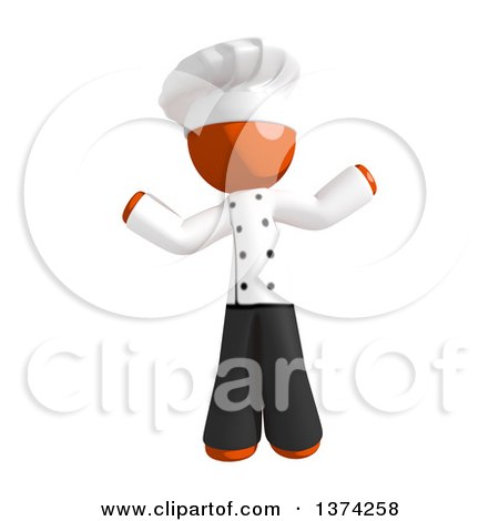 Clipart of an Orange Man Chef Shrugging, on a White Background - Royalty Free Illustration by Leo Blanchette