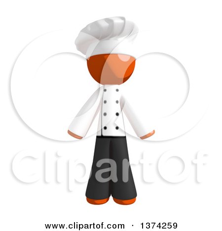 Clipart of an Orange Man Chef, on a White Background - Royalty Free Illustration by Leo Blanchette