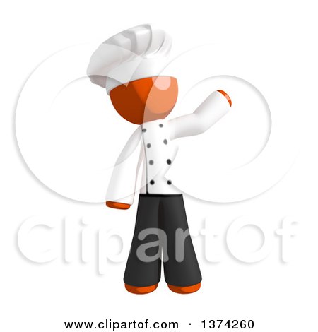 Clipart of an Orange Man Chef Waving, on a White Background - Royalty Free Illustration by Leo Blanchette