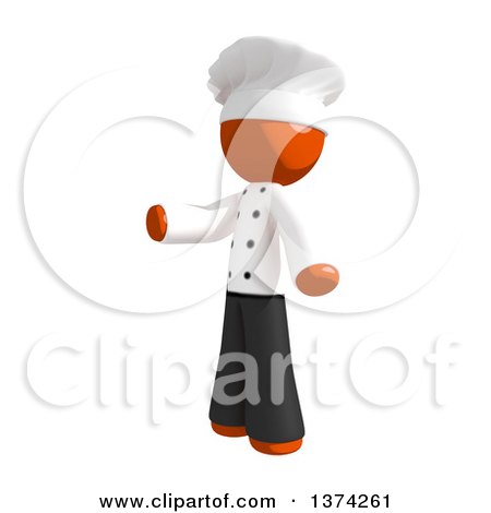 Clipart of an Orange Man Chef Presenting, on a White Background - Royalty Free Illustration by Leo Blanchette