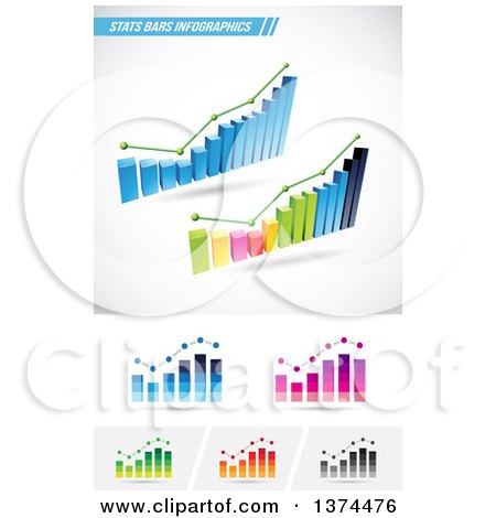 Clipart of Statistical Bar Graphs - Royalty Free Vector Illustration by cidepix