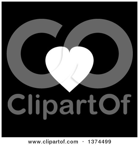 Clipart of a White Valentine Love Heart on Black - Royalty Free Vector Illustration by elaineitalia