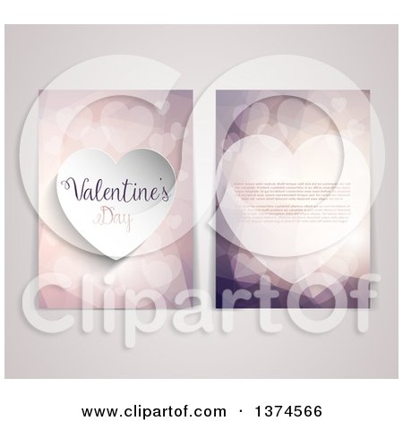 Clipart of a Valentines Day Flyer Template with Sample Text, over Gray - Royalty Free Vector Illustration by KJ Pargeter