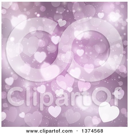 Clipart of a Valentines Day Background of Purple Floating Hearts - Royalty Free Vector Illustration by KJ Pargeter