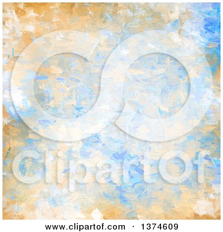 Clipart of a Background of Blue and Orange Oil Paint Strokes - Royalty Free Illustration by KJ Pargeter