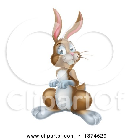 Clipart of a Happy Brown Rabbit - Royalty Free Vector Illustration by AtStockIllustration