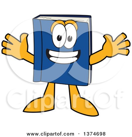Clipart of a Blue Book Mascot Character Wanting a Hug - Royalty Free Vector Illustration by Mascot Junction