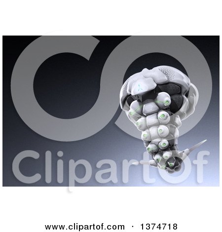 Clipart of a 3d Futuristic Flying Bug Robot Flying over Gradient Gray - Royalty Free Illustration by Leo Blanchette