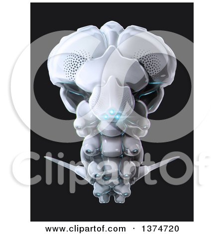 Clipart of a 3d Futuristic Flying Bug Robot with Blue Lights, on Black - Royalty Free Illustration by Leo Blanchette