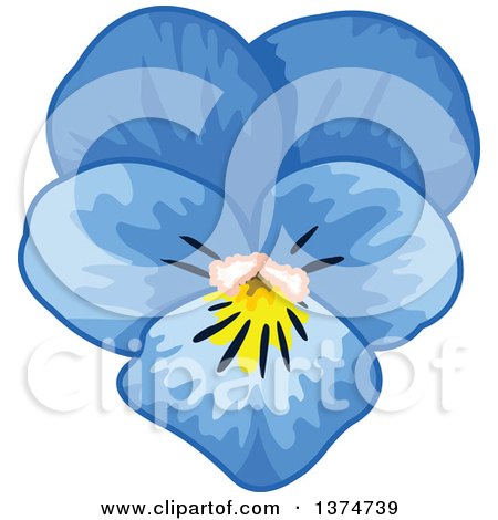 Clipart of a Blue Pansy Flower - Royalty Free Vector Illustration by Pushkin