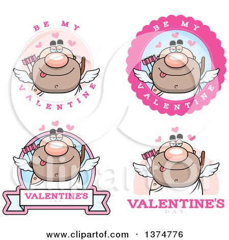 Clipart of Badges of a Male Valentines Day Cupid - Royalty Free Vector Illustration by Cory Thoman
