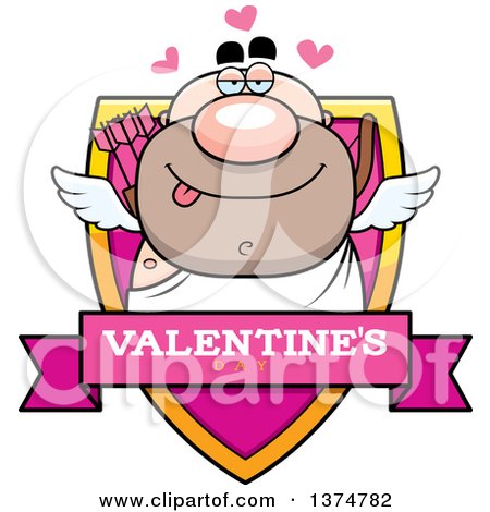 Clipart of a Male Valentines Day Cupid Shield - Royalty Free Vector Illustration by Cory Thoman