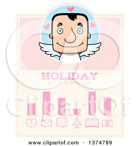 Clipart of a Block Headed White Man Valentine Cupid Schedule Design - Royalty Free Vector Illustration by Cory Thoman