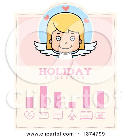Clipart of a Happy Blond White Girl Cupid Schedule Design - Royalty Free Vector Illustration by Cory Thoman