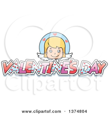 Clipart of a Happy Blond White Girl Cupid - Royalty Free Vector Illustration by Cory Thoman