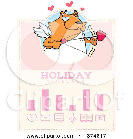 Clipart of a Valentines Day Cupid Ginger Cat Schedule Design - Royalty Free Vector Illustration by Cory Thoman