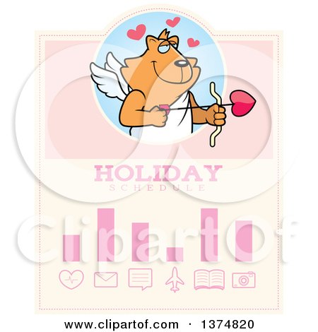 Clipart of a Valentines Day Cupid Ginger Cat Schedule Design - Royalty Free Vector Illustration by Cory Thoman