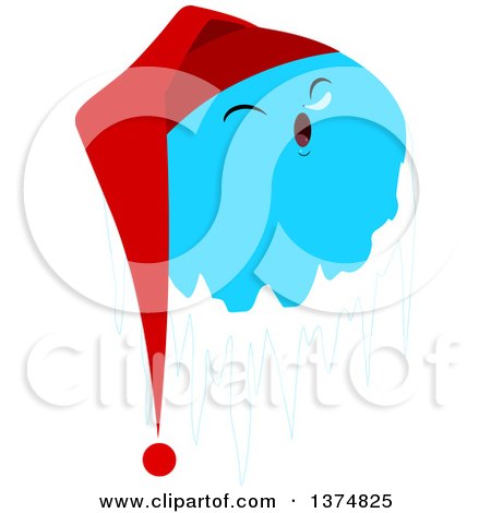 Clipart of a Frozen Ice Planet Sleeping and Wearing a Night Cap - Royalty Free Vector Illustration by Liron Peer