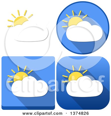 Clipart of Partly Sunny Weather Icons - Royalty Free Vector Illustration by Liron Peer