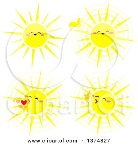 Clipart of Cheerful Sun Faces - Royalty Free Vector Illustration by Liron Peer