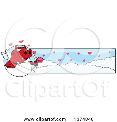 Clipart of a Valentines Day Cupid Devil Banner - Royalty Free Vector Illustration by Cory Thoman