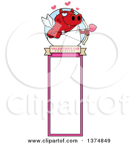 Clipart of a Valentines Day Cupid Devil Bookmark - Royalty Free Vector Illustration by Cory Thoman