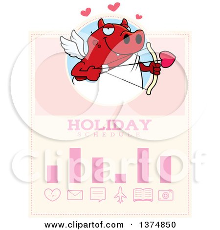 Clipart of a Valentines Day Cupid Devil Schedule Design - Royalty Free Vector Illustration by Cory Thoman