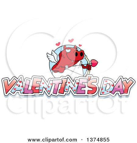 Clipart of a Valentines Day Cupid Devil - Royalty Free Vector Illustration by Cory Thoman