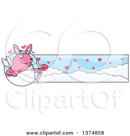 Clipart of a Valentines Day Cupid Rabbit Banner - Royalty Free Vector Illustration by Cory Thoman