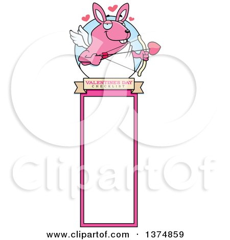 Clipart of a Valentines Day Cupid Rabbit Bookmark - Royalty Free Vector Illustration by Cory Thoman