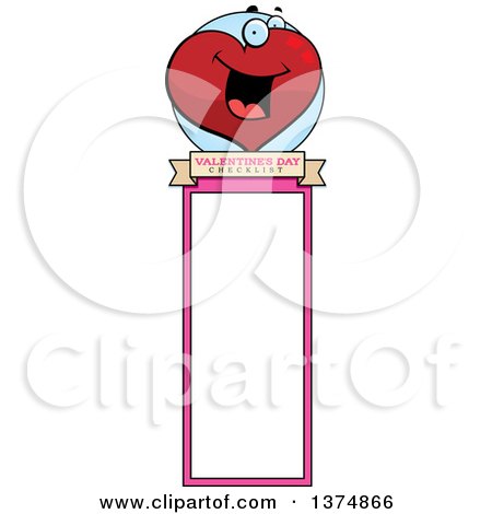 Clipart of a Happy Valentines Day Heart Character Bookmark - Royalty Free Vector Illustration by Cory Thoman