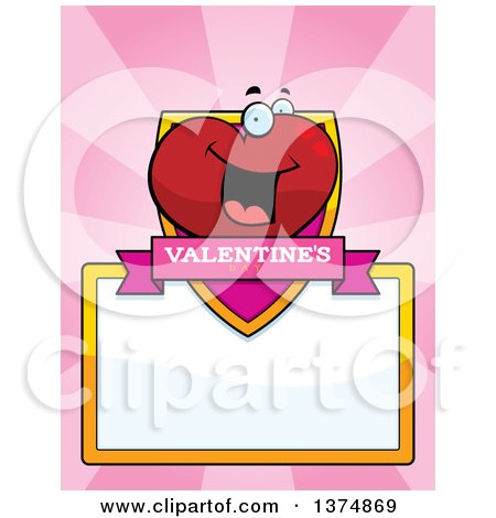 Clipart of a Happy Valentines Day Heart Character Page Border - Royalty Free Vector Illustration by Cory Thoman