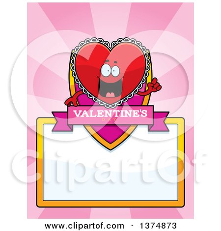 Clipart of a Happy Red Doily Valentine Heart Mascot Page Border - Royalty Free Vector Illustration by Cory Thoman