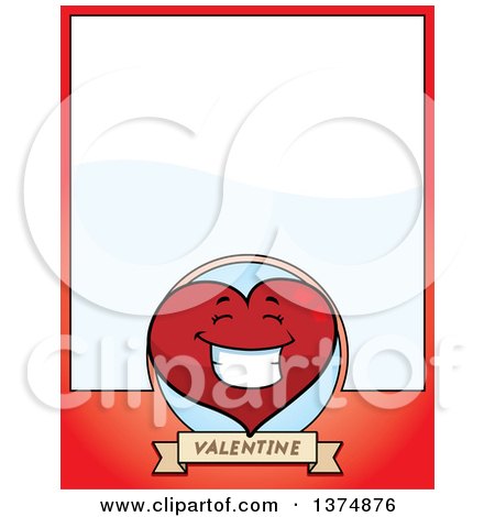 Clipart of a Happy Valentine Heart Character Page Border - Royalty Free Vector Illustration by Cory Thoman
