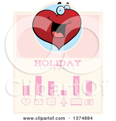 Clipart of a Happy Valentines Day Heart Character Schedule Design - Royalty Free Vector Illustration by Cory Thoman