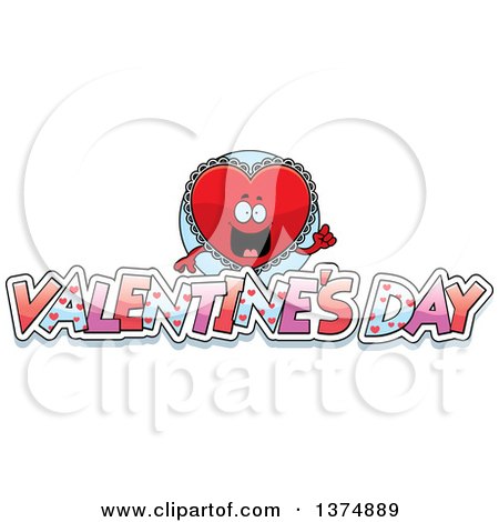 Clipart of a Happy Red Doily Valentine Heart Mascot with Text - Royalty Free Vector Illustration by Cory Thoman