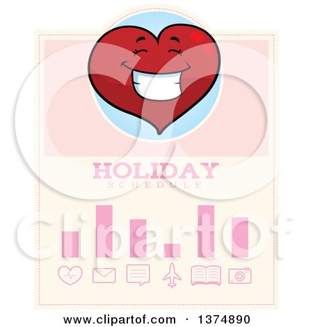 Clipart of a Happy Valentine Heart Character Schedule Design - Royalty Free Vector Illustration by Cory Thoman