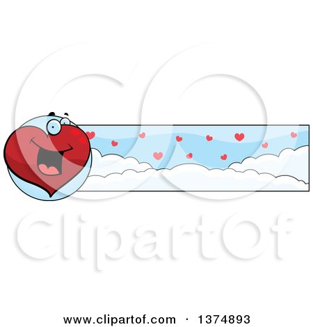 Clipart of a Happy Valentines Day Heart Character Banner - Royalty Free Vector Illustration by Cory Thoman