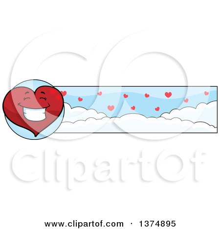 Clipart of a Happy Valentine Heart Character Banner - Royalty Free Vector Illustration by Cory Thoman
