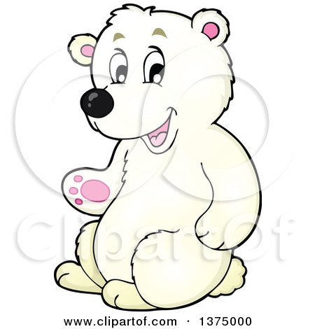 Clipart of a Happy Polar Bear Sitting Upright and Presenting - Royalty Free Vector Illustration by visekart