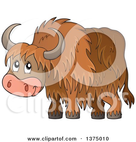 Clipart of a Cute Happy Yak - Royalty Free Vector Illustration by visekart