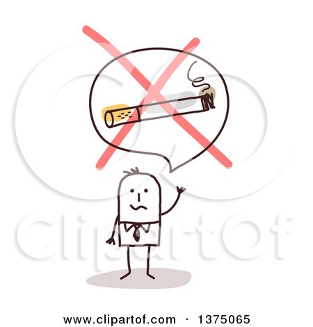 Clipart of a Stick Business Man Trying to Quit Smoking - Royalty Free Vector Illustration by NL shop