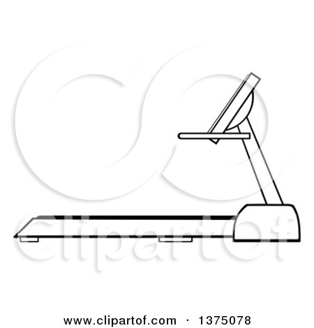 Clipart of a Black and White Treadmill - Royalty Free Vector Illustration by Hit Toon